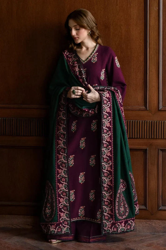 Batik– 3 Piece winter 4 sided Patti and Motif shawl ready to wear-P&G