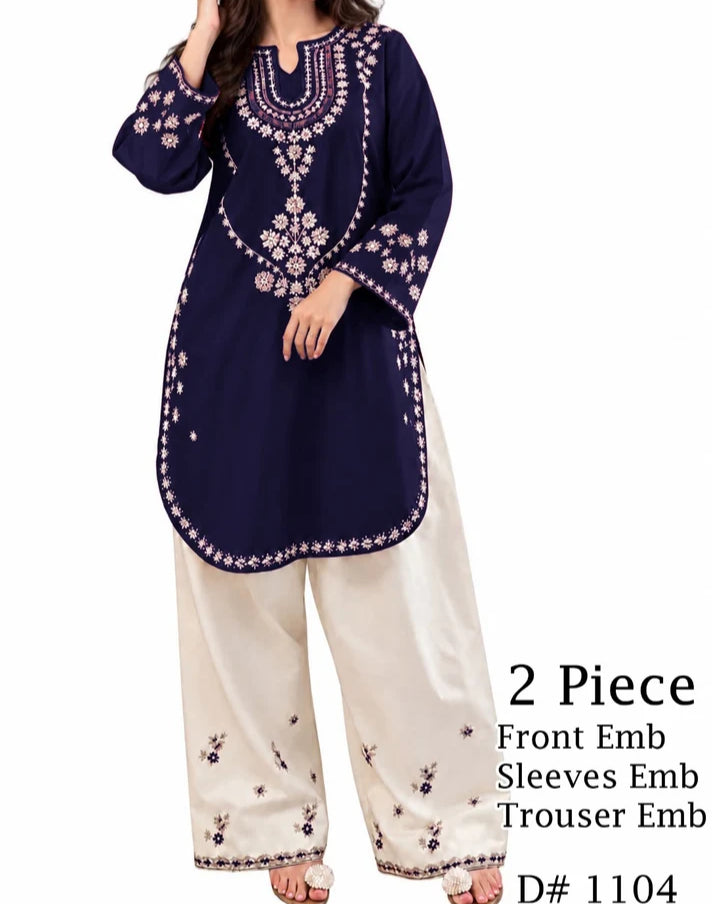 Dhanak wool Urge White T-Navy 2 pc