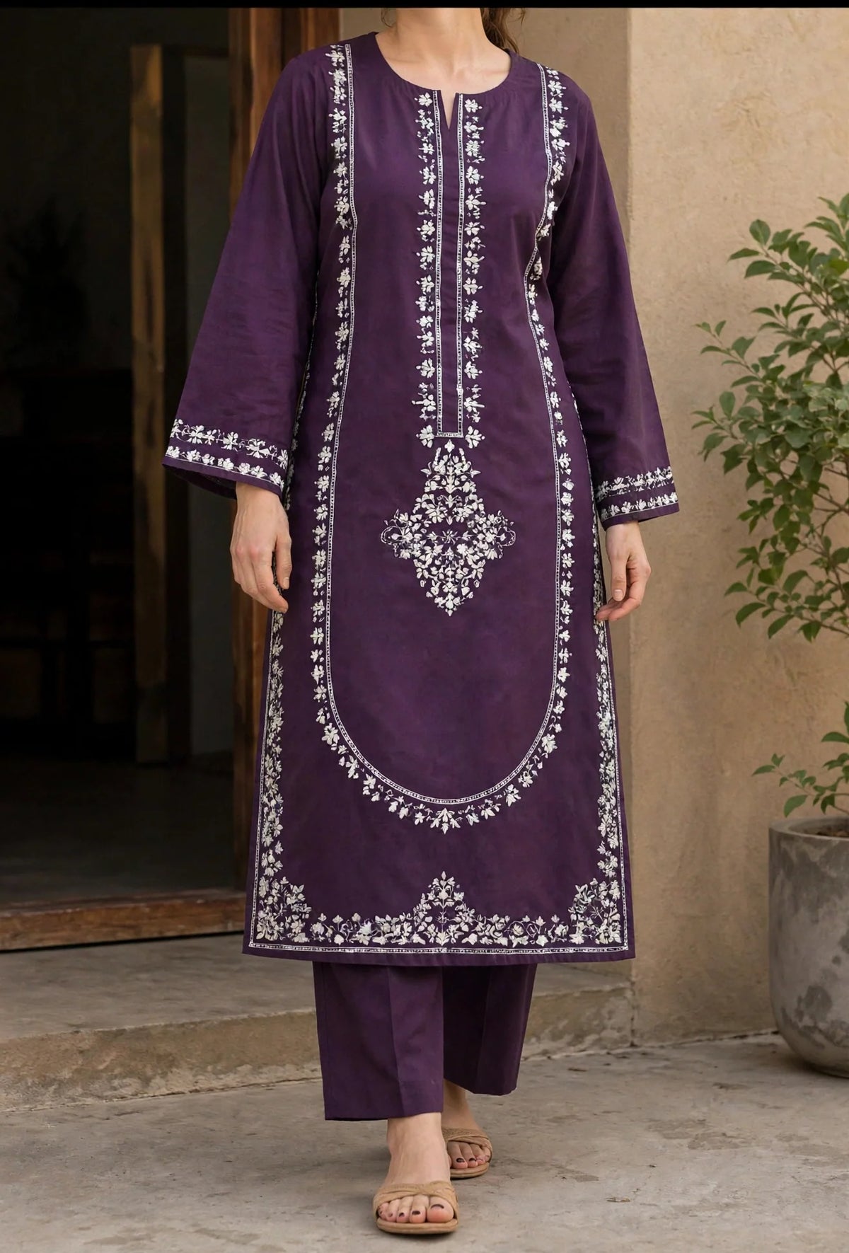 DHANAK Asling 2 PC Emb-Plum