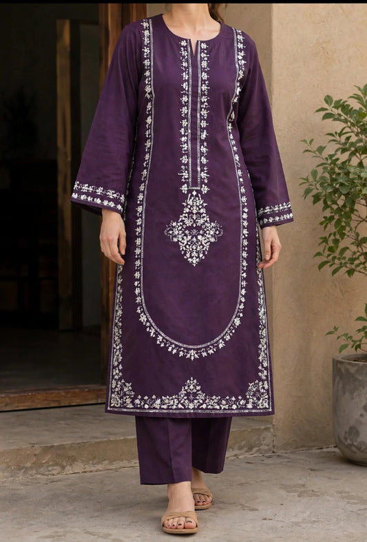 DHANAK Asling 2 PC Emb-Plum