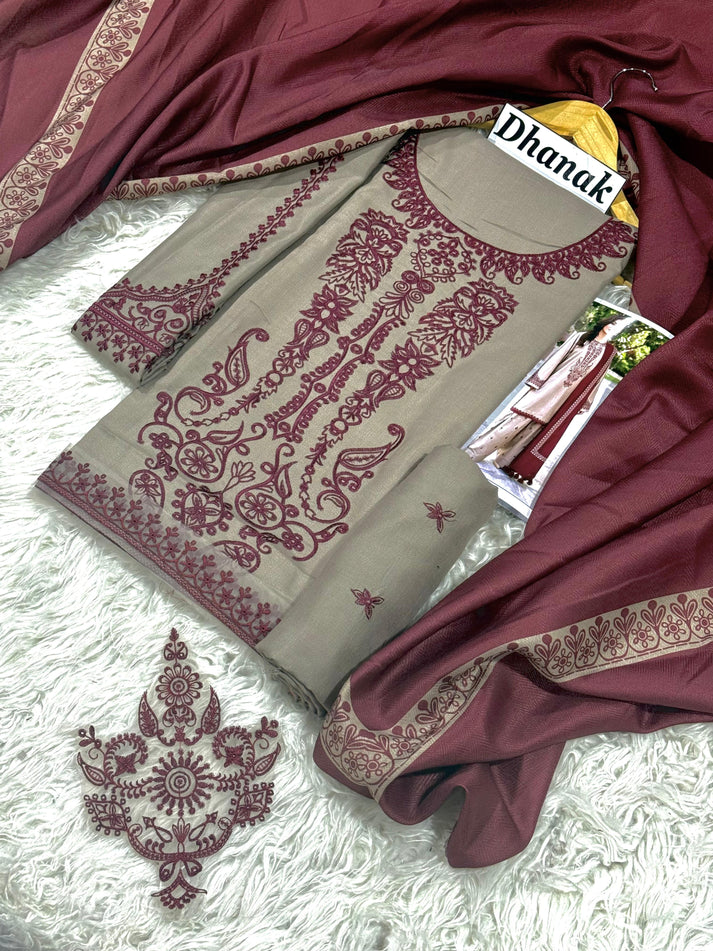 Baroque Dhanak 3 PC Heavy Embroidery